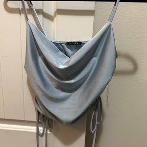 Silky blue date night top